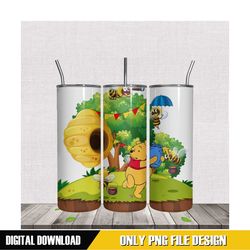 winnie the pooh holding hunny bees tumbler png