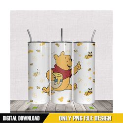 happy pooh holding hunney 20oz tumbler png