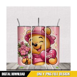pink winnie the pooh tumbler sublimation png
