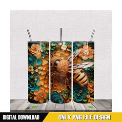 colorful flower big bee tumbler png