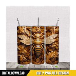 full golden bee and flower tumbler png