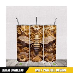 full golden flower and bee tumbler png