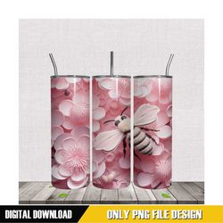 pink blossom and tiny bee tumbler png