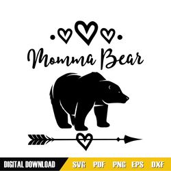 momma bear mother day arrow heart svg