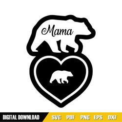 mama baby bear silhouette svg