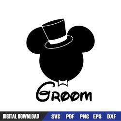 Black Magic Hat Groom Mickey Mouse Head Wedding SVG