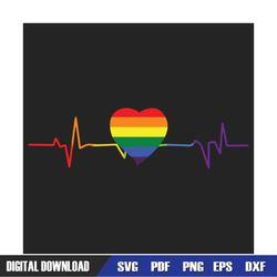 Lovely LGBT Gay Pride Heartbeat Svg, Lgbt Svg, Gays Love Svg, Gay Svg, Rainbow Heart Svg, Lgbt Heartbeat Svg, Lgbtq Svg,