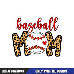 Baseball Mom Leopard Print Softball Heart PNG