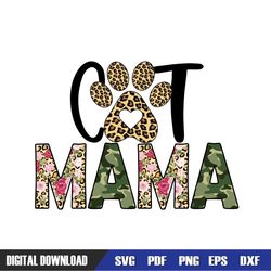 cat mama mother day floral print svg