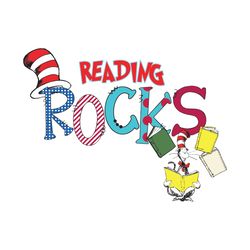 Reading Rocks Svg, Dr Seuss Svg, Seuss Svg, Love Reading Svg, Cat Book Svg, Reading Svg, Dr Seuss Cat, Cat In The Hat Sv