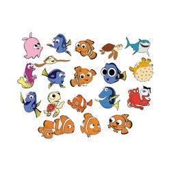 nemo and dory bundle svg, cartoon svg, nemo svg, dory svg, octopus svg, famous cartoon character svg, fictional characte