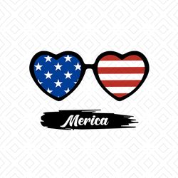 Merica Heart Sunglasses Svg, Independence Svg, 4th Of July Svg, Merica Svg, America Sunglasses, Heart Glasses Svg, Flag