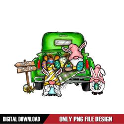 Happy Easter Sign Easter Day Gnomes Truck Back PNG