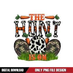 The Hunt Is On Easter Day Cow Print Eggs Hunting PNG