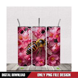 pink flower bee big wings tumbler png