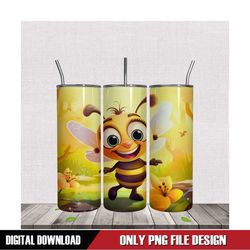 big head bumblebee yellow flower tumbler png