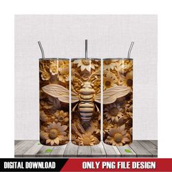 full golden flower and bee tumbler png