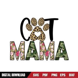 cat mama mother day floral print svg