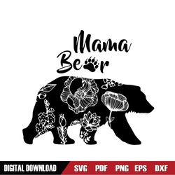 mama bear floral mother day paw svg