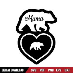 mama baby bear silhouette svg