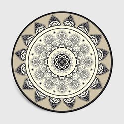 carpet anti-slip vintage floor mat home decorations, round carpet living room geometric ethnic flowers bedroom carpet