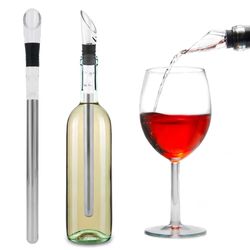 "stainless steel wine chiller: aerator pourer stick"