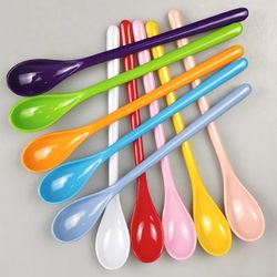 candy color plastic spoon with long handle dessert spoons dinner tea spoon tableware flatware stirring coffee kitchen sc