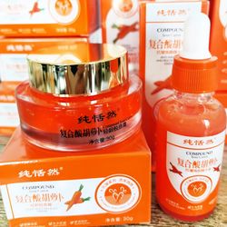 Carrot Facial Skin Care Set Carrot Serum Moisturizing Remove Dryness Fine Lines Whitening Brighten Face Anti-Aging Essen