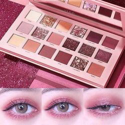 18 colors desert rose palette with makeup mirror pearlescent matte glitter shimmer pigment nude longlasting eye shadow w