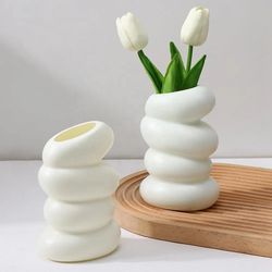 1pc plastic spiral white vase nordic creative flower arrangement container for kitchen living bedroom home decoration or