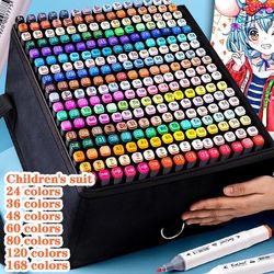 12-168 colores markers brush pens set painting drawing manga highlighter school art supplies for artist korean stationer