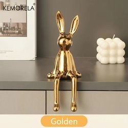1pcs ceramic long-eared sitting rabbit room ornaments statue luxury home decoration accessories high-end home art aesthe
