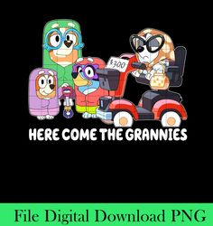 bluey here come the grannies! png, bluey friends png, bluey png, bluey birthday png, bingo png, bluey family png, bluey