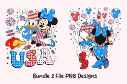 bundle 2 file minnie mouse daisy duck 4th of july, disney castle happy independence day 2024 , patriotic usa png