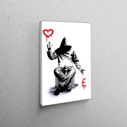 canvas art, canvas decor, canvas wall art, banksy love money canvas, graffiti 3d canvas, love or money banksy artwork,