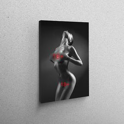 canvas art, canvas wall art, canvas gift, sensual photo printed, nude wall decor, sexy girl printed, erotic girl art, er