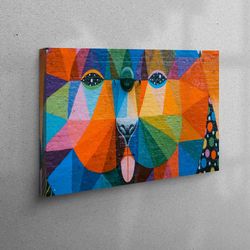canvas art, canvas wall art, wall decor, dog canvas decor, colorful dog wall art, dog lover gift art, abstract 3d canvas