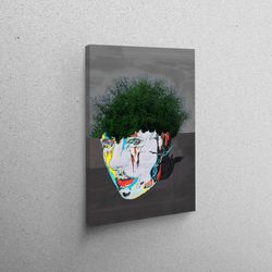 canvas art, canvas, living room wall art, graffiti 3d canvas, abstract face canvas print, surrealism printed, man portra