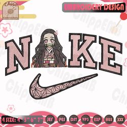 nike x nezuko embroidery design, demon slayer embroidery design, anime embroidery files, machine embroidery designs