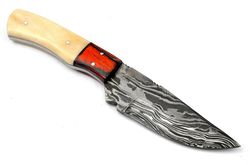 hand forged damascus steel skinner hunting knife,