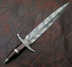 custom handmade damascus steel dagger knife, hunting knife,