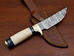 custom handmade forged damascus blade bowie hunting knife camping knife,