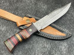 superb custom hand made damascus steel hunting knife survival knife bowie knife,