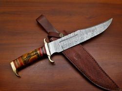 fabolous custom handmade damascus clip point blade bowie hunting knife,