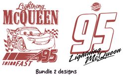 bundle 2 file two sided lightning mcqueen, retro lightning mcqueen 95, piston cup, pixar cars png