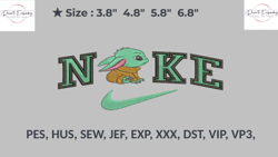 nike baby yoda embroidery, machine embroidery, machine files