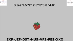 strawberry embroidery file 6 sizes