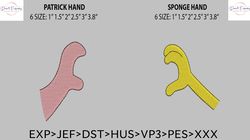 patrick hand & sponge hand embroidery file 6 sizes