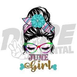 june girl messy bun png, birthday girl png file, messy bun png file download