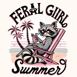 feral girl summer png | racoon png | summer design png | summer t-shirt png | graphic sublimation design | beach shirt